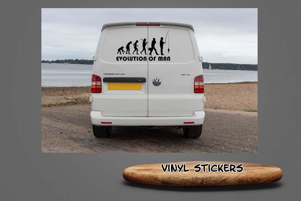 Evolution of Man Fishing, Vinyl Sticker